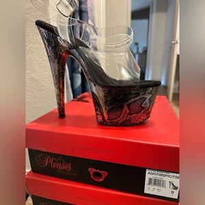 7” snakeprint platform sandal